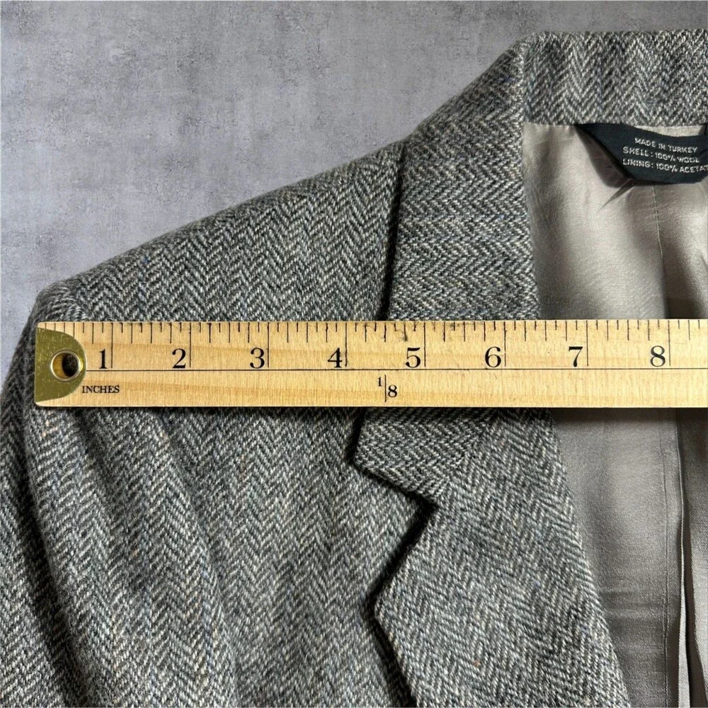 FOREMAN CLARK Vintage Mens Blazer Sport Coat Jacket Herringbone TWEED WOOL 40l